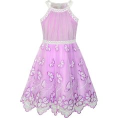 PRICES MAY VARY. Polyester, full lined with 100% cotton Knee length. Hidden back zip Machine washable, low tumble dry Girls' Dresses Size 7 Years. Please read detail size measurement in Product Description before purchase Size Measurement: Chest: 26.8'', Waist: 25.2'', Length: 28.0'' Gorgeous girls'sleeveless halter dress. Abundant butterfly embroidery makes this gauzy tulle dress a garden party dream. We have purple and turquoise color for your choice. Perfect for any special occasion, wedding, Purple Butterfly Dress, Kid Easter, Sunny Fashion, Striped Heart, Lace Mesh Dress, Purple Girls Dress, Turquoise Butterfly, Print Embroidery, Girls Pageant Dresses