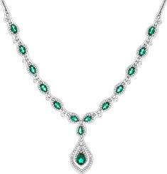 Pear-shaped Emerald Necklace For Formal Events, Fine Jewelry Emerald Pear-shaped Necklace, Elegant Emerald Teardrop Necklace, Teardrop Emerald Gemstone Necklace For Formal Occasions, Emerald Pear-shaped Necklace For Anniversary, Formal Drop Emerald Necklace, Drop Emerald Necklaces For Formal Occasions, Emerald Drop Necklace For Formal Occasions, Green Pear-shaped Fine Jewelry Necklaces