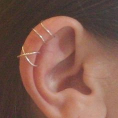 an ear with two thin silver wires attached to it