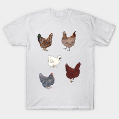 A few of my chicken designs in a multipack! -- Choose from our vast selection of Crewneck and V-Neck T-Shirts to match with your favorite design to make the perfect graphic T-Shirt. Pick your favorite: Classic, Boxy, Tri-Blend, V-Neck, or Premium. Customize your color! For men and women. Chicken Tshirts, Flocking, Pet Birds, Graphic T Shirt, V Neck T Shirt, Graphic Tshirt, Tshirt Designs, Chicken, Men And Women