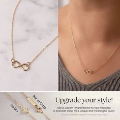 "14k 18k Gold Necklace Infinity Necklace, Real Gold Infinite Love Choker Necklace, Solid Gold Necklace is a Great Gift For Her. Dainty Infinity Necklace is a Great Gift For Her. Material: Solid Gold, Real Gold (not gold filled or gold plated material) Karat: 14K, 18K optional Necklace Length: 14\" - 22\" (optional) Available Gold Colors: Yellow, Rose or White infinity width: 1,20 cm infinity height: 0.50 cm. You can customize your necklace length (included clasp) from 14 inches to 22 inches. Necklace Length - 14 inches (choker) (choker) Necklace Length - 15 inches adjustable 14 inches (choker) Necklace Length - 16 inches adjustable 15 inches (choker) (choker) Necklace Length - 17 inches adjustable 15 inches Necklace Length - 18 inches adjustable 16 inches Necklace Length - 20 inches adjust Gold Infinity Necklace For Anniversary Gift, Fine Jewelry Infinity Necklace For Mother's Day, Gold Infinity Necklace For Anniversary, Gold Infinity Necklace For Mother's Day, Dainty Yellow Gold Infinity Necklace, Gold Infinity Jewelry Gift For Her, Gold Infinity Jewelry As A Gift For Her, Gold Infinity-shaped Jewelry Gift For Her, Infinity Yellow Gold Jewelry Gift For Her