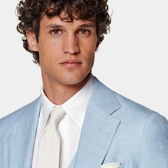 The relaxed appeal of a bright, pale blue shade meets the refined sophistication of a 3-piece style in this wedding-ready Havana suit featuring a double-breasted waistcoat. Classic Blue Double Breasted Suit For Wedding, Blue Double Breasted Suit With Notch Lapel For Wedding, Blue Double Breasted Notch Lapel Suit For Wedding, Luxury Spring Wedding Suits, Elegant Double Breasted Suit For Spring Wedding, Elegant Double Breasted Wedding Suit For Spring, Elegant Spring Wedding Double Breasted Suit, Elegant Light Blue Wedding Sets, Light Blue Notch Lapel Blazer For Formal Occasions