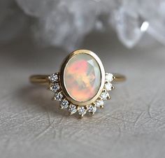 Australian Opal Ring Rose Gold Diamond Opal Ring Oval Opal | Etsy Oval Opal Engagement Ring, Opal Engagement Ring Rose Gold, Crown Engagement Ring, Diamond Crown Ring, Rose Gold Opal Ring, Australian Opal Ring, Unique Opal, Ring Rosegold, Diamond Crown