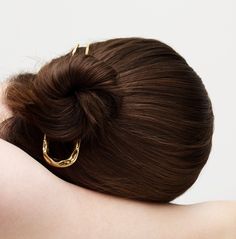 A wavy textured hair pin designed to securely yet gently hold hair. Handcrafted with a gold plated finish. Wavy Textured Hair, French Pin, French Hair Pin, Elegant Bun, French Hair, Sleek Hairstyles, Half Up Half Down Hair, Classic Elegant, Scarf Jewelry