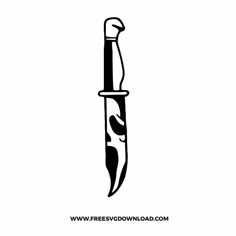 a black and white drawing of a knife