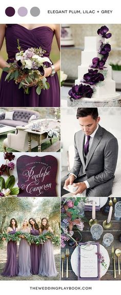 the wedding color scheme is purple and gray