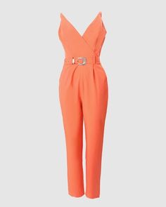 Simple & chic, featuring a plunging neckline and a belted waist with pocket... yes pockets. Pair with your favorite heels. Made with a polyester blend. Cami Jumpsuit, African Fashion Ankara, Jumpsuit Elegant, Chic Type, Simple Chic, Belt Accessories, Jumpsuit Fashion, Sleeveless Jumpsuits, Pocket Detail