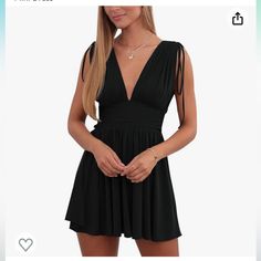 Sexy Ruched Waist Deep V Neck Mini Dress (New With Tags)! Mini Dresses, Dress Sleeveless, Deep V Neck, Ruffle Hem, Deep V, Summer Dress, Mini Dress, V Neck, Dresses