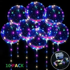 10 pack party balloons with lights and streamers for birthdays, parties or any special occasion