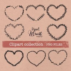 heart wreaths clipart collection - png files for use in scrapbooking