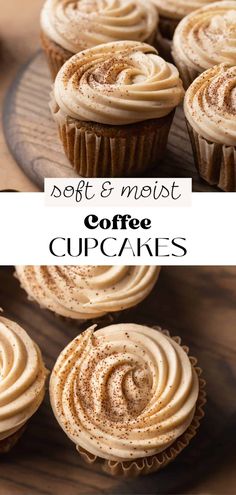 These rich coffee cupcakes are made with instant coffee for an intense coffee flavor. They're soft, moist, and topped with a swirl of coffee cream cheese frosting. They are a coffee lover's dream and perfect for people who want to eat and drink their morning cup of Joe. Instant Coffee Muffins, Fun Muffin Flavors, Coffee Cupcake Ideas, Coffee Flavored Cupcakes, Coffee Cream Cheese Frosting, Coffee Cupcakes Recipe, Coffee Cupcake Recipes, Easy Desserts To Sell, Morning Desserts