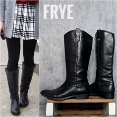 Seen On Popular Instagram Models & Laura Jean! The Frye Tall Melissa Boot Is A Classic For A Reason. These Equestrian-Style Boots Are Crafted From Antiqued Pull Up Italian Leather, Detailed With Signature Hardware, Inside Zipper & Rubber Infused Leather Soles. This Knee-High Style Boot Belongs In Your Trendy Fall-Ready Shoe Collection. Pair With Your Favorite Skinny Jeans Or Skirt. New Condition Originally $415- Offer Me! Classic Black Color Genuine Italian Leather Construction Easy Pull-On Styl Equestrian Style Boots, Black Leather Knee High Boots, Equestrian Boots, Black Riding Boots, Frye Boots, Riding Boot, Leather Riding Boots, Knee High Leather Boots, Trendy Fall