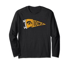 PRICES MAY VARY. Officially Licensed University of Iowa apparel. Show your support for the Hawkeyes with this Iowa logo apparel! The soft material and digitally printed logo make this a great addition to any Iowa Hawkeyes apparel collection! Go Hawkeyes! Wear this fan favorite Iowa Hawkeyes apparel to the big game or just hanging out around the house. The unique vintage logo will let everyone know your affiliation with UI! Lightweight, Classic fit, Double-needle sleeve and bottom hem Black Long Sleeve Fan Gear T-shirt, Long Sleeve College T-shirt With Branding, Long Sleeve Branded T-shirt For College, Black Band Merch Top With Team Name, Black Band Merch Tops For Fan Gear, Black Team Spirit T-shirt With Branding, Black Band Merch T-shirt For College, Black Tops For Fan Merchandise With Branding, Black Branded Tops For Fan Merchandise