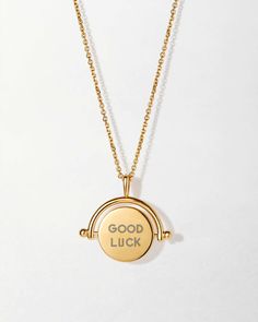 Hidden Message Spinner Necklace Gift Long Necklaces With Polished Finish, Long Necklaces With Polished Finish For Gifts, Polished Long Necklace Gift, Long Necklace With Polished Finish For Gift, Everyday Gold Necklaces With Polished Finish, Everyday Gold Necklace With Polished Finish, Elegant Silver Charm Necklaces For Good Luck, Elegant Silver Good Luck Charm Necklace, Gold Plated Tarnish Resistant Necklace For Good Luck