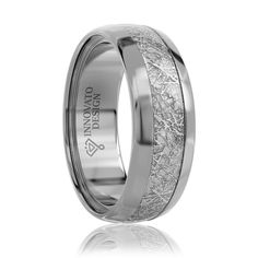 men's wedding band with white gold and silver inlays, engraved on the inside