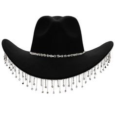 Crystal Bling Rhinestone Chain Fringe Trim Tycoon Crown Relaxed Taco Brim Felt Fabric Rodeo Western Yeehaw Cowboy Hat -Crystal Bling Rhinestone Fringe Trim All Glued Down To Hat Not Removable -Adjustable Inner Drawstring -Brim Size: 3.75" -Head Size: Os (58cm Aka M/L) -65% Cotton, 35% Polyester -Price Is Firm -Ships In A Box Disclaimer: Give The Fragile Ness Of The Item Handle With Care Stickers Will Be Placed On Box However Stones May Fall Off From Ups Hard Handling . Cannot Guarantee Perfectio Ateez Concert Outfit Ideas Cowboy, Womens Newsboy Cap, Hat Chain, Free People Hat, Ateez Concert, Black Cowboy Hat, Rhinestone Fringe, Red Beanie, Rancher Hat