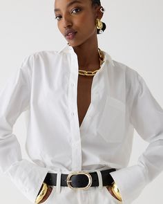 Embellished Shirt, Oversized Style, Menswear Inspired, Poplin Shirt, Perfect Shirt, Classic Shirt, Cotton Poplin, Capsule Wardrobe, White Color