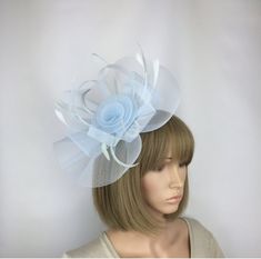 Pale Blue Fascinator, Light Blue Fascinator, Wedding, Mother of the Bride, Occasion Hat Ice Blue Weddings, Pale Blue Wedding, Baby Blue Weddings, Wedding Mother Of The Bride, Fascinator Wedding, Blue Fascinator, Occasion Hats, Light Blue Wedding