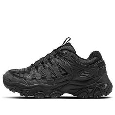 (WMNS) Skechers D'Lites Trail Running Shoes 'Black' 180172-CCBK Black Sporty Sneakers For Walking, Black Lace-up Sneakers With Vibram Sole, Black Sneakers With Rubber Sole For Walking, Black Walking Sneakers With Rubber Sole, Black Slip-resistant Lace-up Running Shoes, Black Synthetic Sneakers With Vibram Sole, Black Running Shoes With Vibram Sole For Walking, Black Synthetic Lace-up Walking Shoes, Black Walking Sneakers With Cushioned Footbed