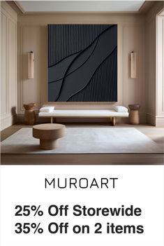 an ad for muroart's 25 % off store wide sale on 2 items