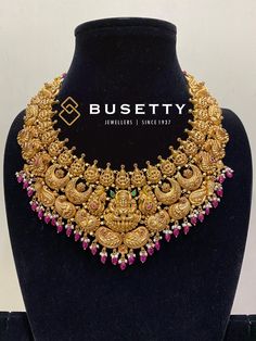 Neck Choker Designs Gold, Neck Choker Designs, Choker Designs Gold, Lakshmi Haram, Nakshi Jewellery, Gold Jewelry Prom