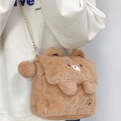 Fluffy Bags, Fluffy Purse, Fluffy Bag, Fur Handbags, Pom Pom Keychain, Novelty Bags, Cute Bear