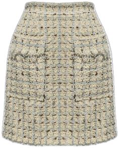 Fitted Tweed Skirt With Pockets, Tweed Mini Skirt With Pockets, Tweed Workwear Dress With Pockets, Tweed Dress With Pockets For Work, Workwear Tweed Dress With Pockets, Beige Tweed Skirt For Work, Chic Tweed Skirt With Pockets, Womens Skirts, Tweed Mini Skirt