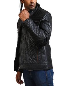 Black Skull and Wings Biker Leather Quilted Jacket Rev up in style with the AlexGear diamond quilted black biker jacket, made for all our bikers who are now seniors in their respective groups. Featuring a skull and wing design on the back, it showcases a strong message of 'I’m not getting old, just becoming a classic" for all those newcomers that underestimate your passion. A must-have for every long-term biking enthusiast, this black jacket boasts durability and resilience while showcasing top-notch craftsmanship and is constructed with genuine leather for a luxurious and premium wearer experience. The diamond-quilted design on the front and back further adds to its charm, elevating the black jacket's visual appeal. Keeping functionality in mind, the full zipper closure offers a secure an Skull And Wings, Black Biker Jacket, Classic Leather Jacket, Biker Leather Jacket, Wing Design, Leather Factory, Motorcycle Leather, Biker Leather, A Skull