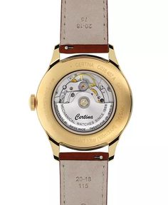 Certina - Men's Swiss Automatic DS Brown Leather Strap Watch 41mm Elegant Yellow Gold Chronograph Automatic Watch, Leather Chronograph Round Watch, Yellow Gold Automatic Watch For Business, Classic Watches With Leather Strap And Round Dial, Classic Watch With Leather Strap And Round Dial, Classic Watch With Leather Strap, Classic Watches With Leather Strap, Business Yellow Gold Automatic Watch, Yellow Gold Watch With Leather Strap And Rectangular Dial