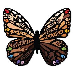 a butterfly with words written on it's wings