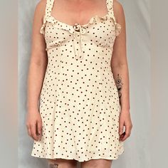 Cream With Brick Colored Polka Dots. Nwt, Needs To Be Steamed For Ruffles To Lay Flat. (“Model” Is 5’7” 175lbs Size 8/10, 36b) Maternity Bodycon Dress, Beach Playsuit, Island Dresses, Grey T Shirt Dress, Poncho Dress, Fringe Mini Dress, Bodycon Sweater Dress, High Neck Mini Dress, Snake Print Dress