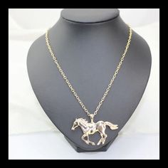 Bnwt Material: Alloy Pendant Size: 6.4cm X 4.1cm Metal Horse Design Jewelry Gift, Birthday Pendant, Star And Moon Necklace, Boho Statement Necklace, Necklaces For Men, Horse Pendant, Flower Statement Necklace, Mesh Necklace, Loop Pendant