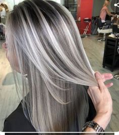 Grey Hair Transformation, Ash Blonde Hair Colour, Silver Blonde Hair, Long Hair Color, Blending Gray Hair, Gray Hair Highlights, Long Gray Hair