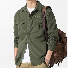 Season:Spring   Fall; Function:Breathable; Fabric:95% Cotton; Sleeve Length:Long Sleeve; Gender:Men's; Style:Streetwear,Stylish,Classic; Tops Type:Cargo Shirt,Casual Shirt,Shirt; Occasion:Casual,Daily,Going out; Pattern:Plain; Design:Pocket,Zipper; Neckline:Turndown; Front page:FF; Listing Date:02/23/2023; Bust:; Hips:null; Length:; Length [Bottom]:null; Shoulder Width:; Sleeve:; Waist:null; Fit US Size:null; Fit UK Size:null; Fit EU Size:null; Sleeve Length:null Tuxedo Shirt Men, Groom Shirts, Womens Basic Tops, Loose Jacket, Mens Outdoor Jackets, Trench Coat Men, Linen Shirt Men, Cargo Shirts, Streetwear Tops