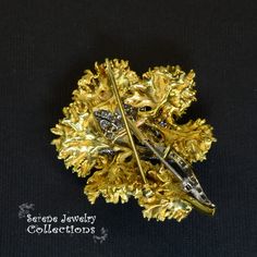 Fancy Yellow 18k gold Vintage Diamond Flower Brooch! This brooch separates into two different brooches. One is 18k white gold and set with 4.06 carats of diamonds. The larger 18k yellow gold brooch wraps around the inner brooch seamlessly. Please refer to one of the hand photos to view the pieces separated. Total Weight: 32.06 grams Size: 2.2 inches tall, 1.8 inch wide Precious Metal: 18k yellow gold Precious stones: -White Round Diamonds: 4.06 carats Hallmark: 18k Hallmarked Yellow Gold Evening Brooch, Hallmarked Yellow Gold Evening Brooches, Exquisite Diamond Brooches In Yellow Gold, Exquisite Yellow Gold Diamond Brooches, Hallmarked Yellow Gold Brooches For Evening, Evening Yellow Gold Hallmarked Brooches, Luxury Gold Brooches With Rose Cut Diamonds, Formal Yellow Gold Brooches With Single Cut Diamonds, Gift Yellow Gold Brooches With Single Cut Diamonds