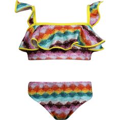 BIANCA bikini is perfect for your little ones who want a bikini that is both stylis and comfortable. Made from best Italian fabric and gorgeous sewing labor. This bikini has great multicolor with ruffles on both the front and shoulders and yellow pipings. Its ruffles are perfect for kids who want to add a touch of cuteness to their style. The special fabric will also protect the skin from the sun's harmful rays, as the UPF 50+ blocks out more than %97 of the UV raditation. Nessi Byrd designed in Playful Sleeveless Tankini For Beach Party, Playful Sleeveless Tankini For Beach Season, Playful Sleeveless Tankini For Poolside, Playful Sleeveless Swimwear For Vacation, Playful Swimwear For Sunbathing, Playful Tankini For Pool, Playful Tankini For Beach Party, Multicolor Casual Swimwear For Summer, Multicolor Summer Swimwear For Play