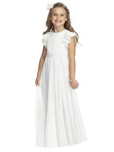 Flower Girl Dress FL4038 | The Dessy Group Chiffon Flower Girl Dress, Dessy Collection, Rosa Coral, Junior Bridesmaid Dress, Chiffon Flower, Flower Girl Dress Lace, Chiffon Flowers, Communion Dresses, Maxi Robes