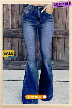 Street Solid Patchwork High Waist Boot Cut Denim Jeans Spring Dark Wash Washed Flare Jeans, High Rise Denim Flare Jeans For Fall, Fall High Rise Denim Flare Jeans, Fall High-rise Denim Flare Jeans, High Waist Washed Blue Flare Jeans For Fall, High-waist Washed Blue Flare Jeans For Fall, Washed Blue High Waist Flare Jeans For Fall, Washed Denim Blue Flare Jeans For Fall, Fall Washed Denim Flare Jeans