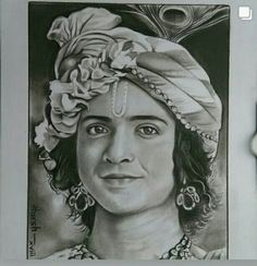 a drawing of a woman wearing a turban