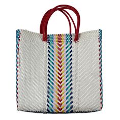 Oaxaca tote Bag, Handmade Mexican Bag, Getaways bag, Travel Bag, Basket, Beach Bag,vegan bag ,Plastic Woven, Oaxaca Bag, recycled plasticThe specifics are impressive: the bag is woven from a heavy duty, pliable plastic that is near indestructible. The weave is so tight, the bag is waterproof, which alone makes it uniqueApproximate measurements.13 1/2 x 12Please note, since this piece is made by hand there may be some imperfections. Instead of viewing this as a mistake, let it add character to th Mexican Bag, Recycled Tote, Vegan Bag, Boho Bags, Vegan Bags, Bag Handmade, Bag Travel, Beach Bag, Color Combos