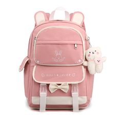 Opening method: zipperNumber of shoulder straps: twoCartoon style: cutePattern: animalsCarrying parts: soft handleProcessing method: soft surfaceColor: blue, white, pink, brown, purple Pastel Backpack, Alphabet Sounds, Kawaii School, Travel Rucksack, Student Travel, Fashion Children, Backpack Material, Primary Students, Shoulder Backpack