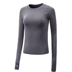 a women's long - sleeved top in grey