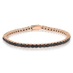 Entrancing tennis bracelet in rose gold with black diamonds total weight 8.34 carat Luxury Classic Black Bracelet, Black Diamond Bracelet, Bracelet Tennis, Bracelet Rose Gold, Black Diamonds, Tennis Bracelet Diamond, Tennis Bracelet, Black Diamond, Or Rose