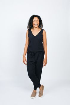 The best part about a jumpsuit is that you have an entire outfit in one piece. It feels like a sweatsuit but looks stylish and polished. The drawstring waist is adjustable and made to flatter. We’ve paired this piece with sneakers and a jean jacket for a stylish weekend ensemble. It also looks great with the Peg hoodie for a sportier look. The jumpsuit paired with a long-sleeved shirt layered underneath is another great look. Sporty Look, Drawstring Waist, Jean Jacket, Looks Great, Long Sleeve Shirts, Jumpsuit, One Piece, Sneakers