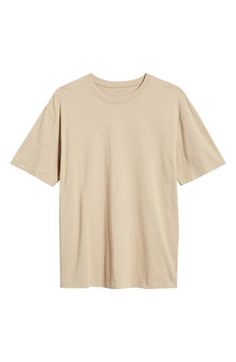 Solid coloring brings easy versatility to a T-shirt crafted for comfort from soft, breathable cotton in a fit that's easy to layer and always great on its own. 27" length (size Medium) Crewneck Short sleeves 100% cotton Hand wash, dry flat Imported Men's Clothing Classic Oversized T-shirt For Summer, Beige Relaxed Fit Plain T-shirt, Relaxed Fit T-shirt For Everyday, Classic Oversized T-shirt For Spring, Soft-washed Relaxed Fit Cotton T-shirt, Oversized Beige Graphic Tee, Basic Soft-washed T-shirt With Relaxed Fit, Soft-washed Cotton T-shirt With Relaxed Fit, Beige Relaxed Fit Graphic Tee