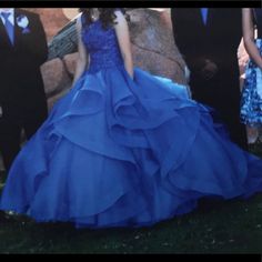 Crystals All Over Corset And Has Long Flowy Tail Royal Blue Quinceanera Dresses, Royal Blue Quinceanera, Quinceanera Dresses, Quinceanera, Limited Time, Royal Blue, Ball Gowns, Strapless Dress, Color Blue