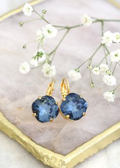 Blue Navy Earrings, Blue Navy Drop Earrings, Dark Blue Drop Earrings, Bridesmaids Earrings, Everyday Blue Earrings, Blue Navy Drop Earrings IF YOU WANT THE BEST CHOSE THE ORIGINAL Arrives in our signature Petite Delights by Ilona Rubin® Gift Box Ready to Give as a Gift. Sent By Registered Insured mail. Petite Delights is an Official SWAROVSKI® Branding Partner Our brand is legally licensed & authorized By Swarovski Company for high-quality manufacturing. This pair comes with Swarovski genuin Blue Dangle Earrings For Bridesmaids, Blue Crystal Earrings With Ear Wire For Formal Occasions, Blue Jewelry With Matching Earrings For Bridesmaid Gift, Blue Single Earring For Wedding, Elegant Blue Earrings For Bridesmaid Gift, Blue Crystal Earrings With Lever Back For Gift, Blue Drop Clip-on Earrings For Gift, Nickel-free Blue Earrings For Wedding, Blue Ear Wire Earrings For Wedding