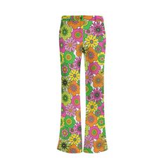 *  Embrace retro chic with our 70s Style Wide Leg Pants, a nod to the iconic flare pants of the era. *  Elevate your wardrobe with our Neon Floral Pants, featuring vibrant neon green, pink, yellow, and orange floral prints. * Crafted from 100% polyester, these Women's Wide Leg Pants offer durability and a comfortable fit. * Perfect for fashionistas who adore the 70s era with a modern twist, these pants exude timeless style and sophistication. Designed in California by Trendy Hip Buys. Handmade to order from overseas.  Note: Material has a sheen to it.  Features:  * Casual mid waist flare pants with soft and comfortable fabric. Polyester & Spandex material * 2 Front pockets Casual Flare legs * Tummy control, butt lifting.  * Wash by hand or machine washable for cold water, do not bleach, tu 70s Inspired Flare Bottoms For Spring, Retro Wide Leg Bottoms For Spring, Retro Wide Leg Pants For Spring, Retro Fitted Flares For Spring, Fitted Retro Flares For Spring, Retro Wide Leg Summer Flares, Spring Retro Stretch Wide Leg Pants, Retro Stretch Wide Leg Pants For Spring, Casual Wide Leg Pants With Retro Print