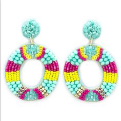 Bright Tropical Colored Handmade Beaded Earrings Nwot Gorgeous Colors- Teal Yellow And Pink! Great For Vacation And The Summer Time. Bundle Them With Our Bahama Mama Tropical Drink Beaded Earrings And You’ll Be Really For The Beach! Length: 2.5” Great Party Favors: Buy 5 Or More And Receive A 35% Discount On Your Earring Order! Yellow Beaded Earrings With Multicolor Beads, Yellow Beaded Earrings With Colorful Beads, Yellow Round Beaded Earrings, Trendy Yellow Beaded Earrings, Vibrant Colorful Beaded Earrings For Beach, Multicolor Large Beads Summer Earrings, Multicolor Large Beaded Earrings For Summer, Vibrant Beaded Earrings For The Beach, Fun Green Beaded Earrings