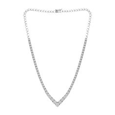 13.03 Carat Diamond Tennis Necklace In 14k White Gold